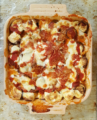 Low-carb eggplant parmesan casserole satisfies that ever-present pizza craving