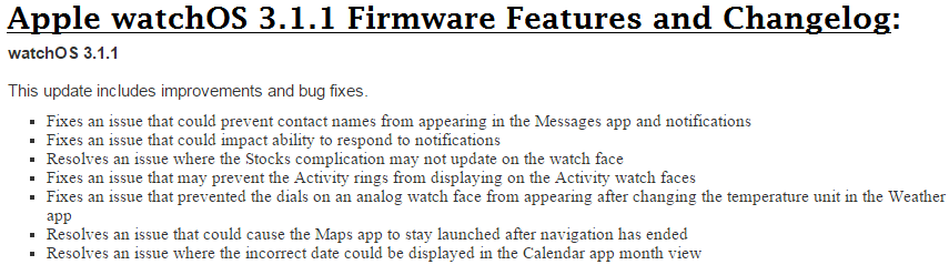 Apple watchOS 3.1.1 Firmware Features and Changelog Apple watchOS 3.1.1 Firmware Features and Changelog
