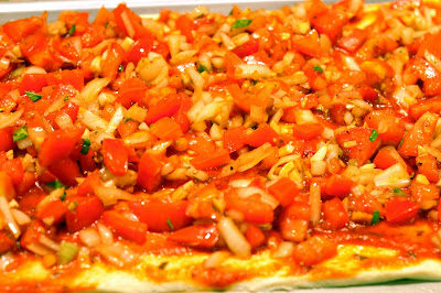 Bruschetta Pizza with chicken loaded pizza doe