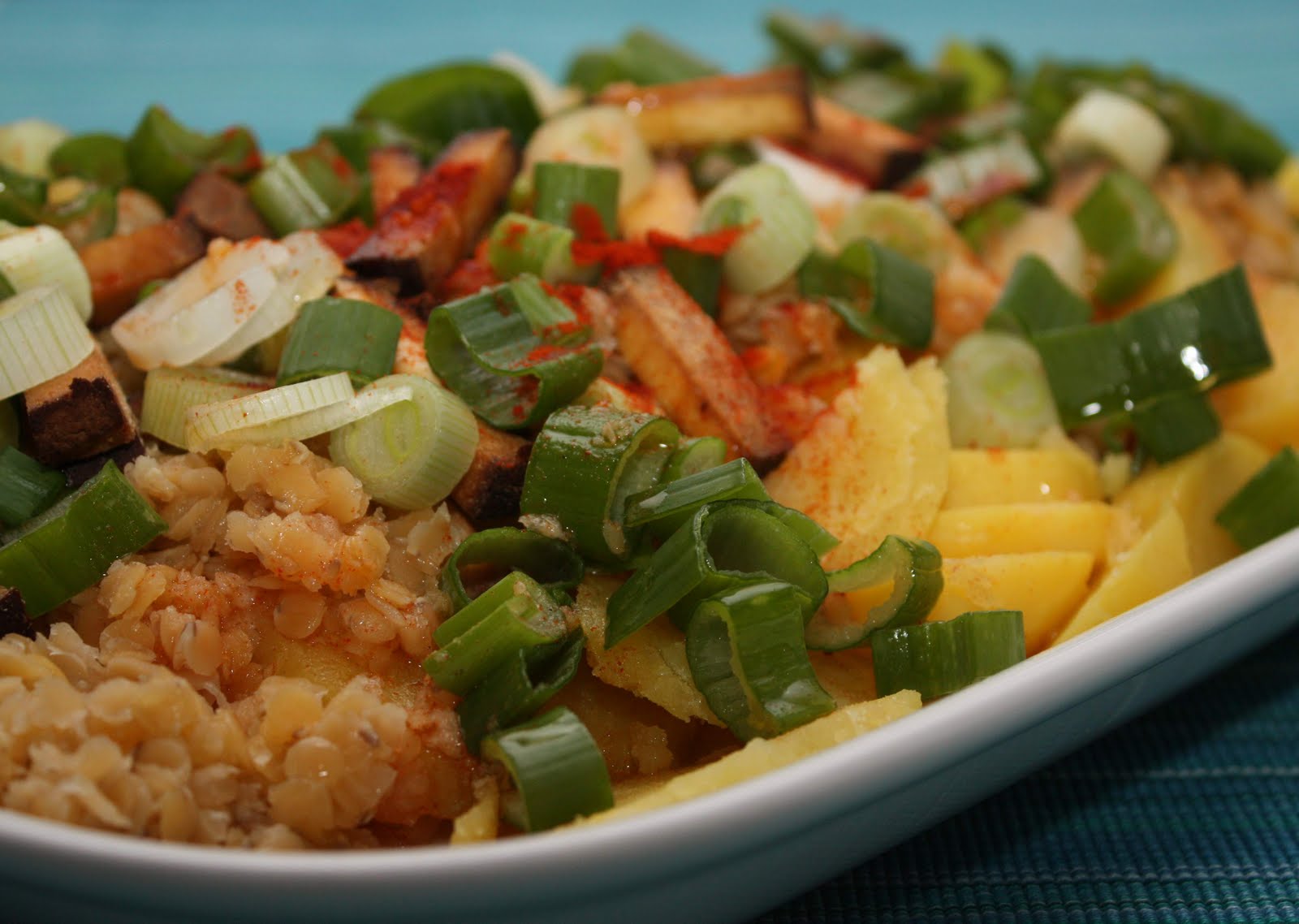 Kartoffelsalat mit roten Linsen - Kirschbiene kocht