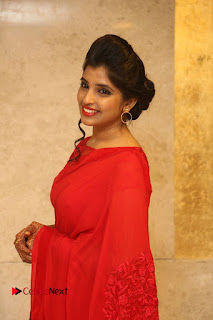 Actress Shyamala Stills in Red Saree at Okkadochadu Movie Audio Launch  0349