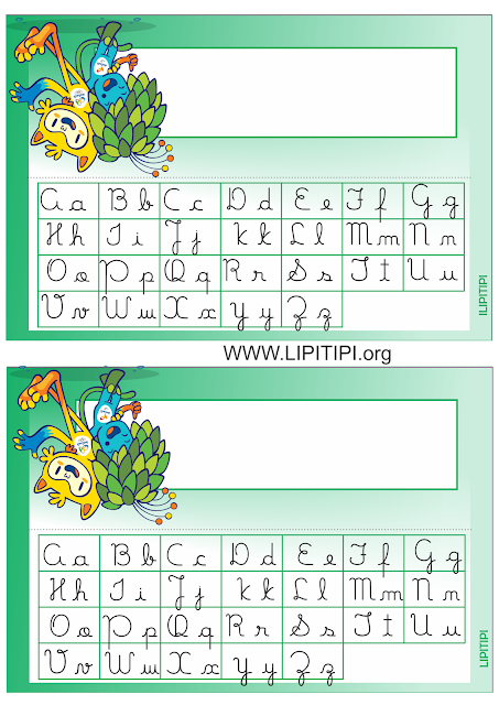 Crachás com alfabeto de mesa Mascotes Olimpíadas 2016