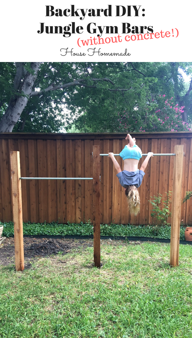 House Homemade Backyard Jungle Gym Bars Without Concrete