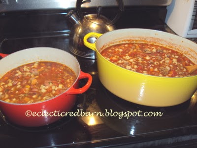 Eclectic Red Barn: Pasta E Fagioli Soup Cooking