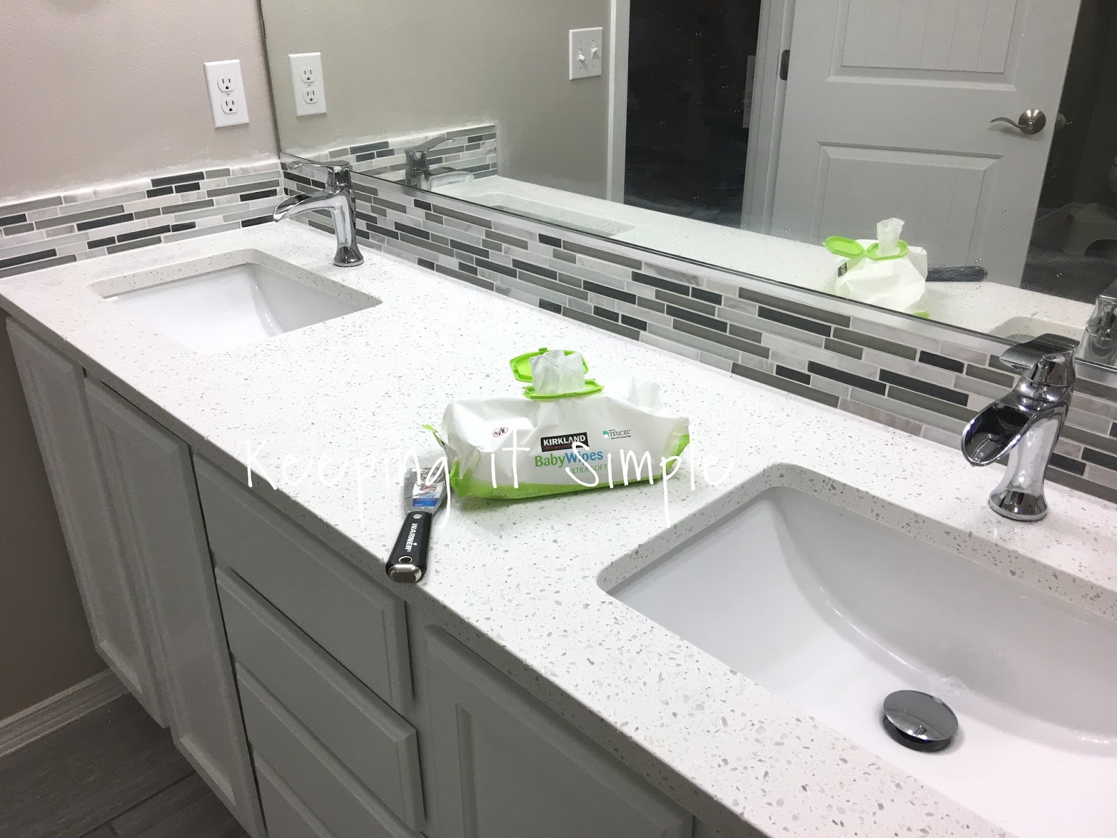 Tips on How to Paint Dark Veneer White {with Iced White Quartz