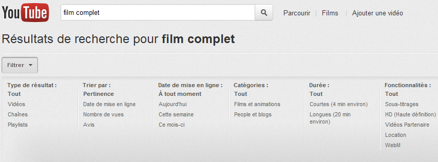 comment trouver des films sur youtube