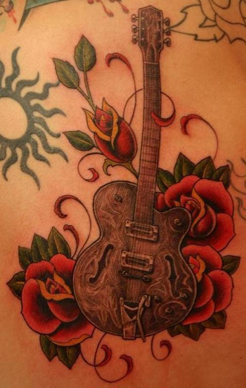 Guitar tattoos chosen by girls are often more unique than the ones chosen by