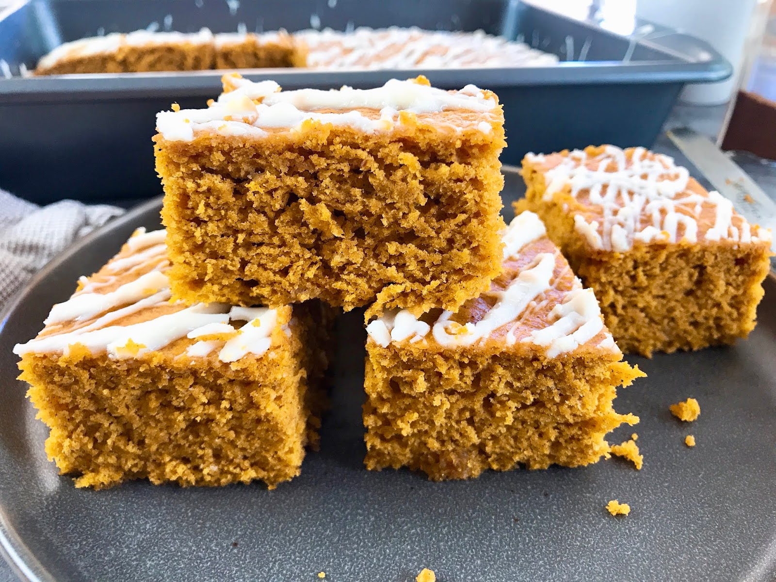 DairyFree Pumpkin Coffee Cake with White Chocolate Drizzle