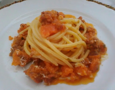 Spaghetti salsiccia e zucca