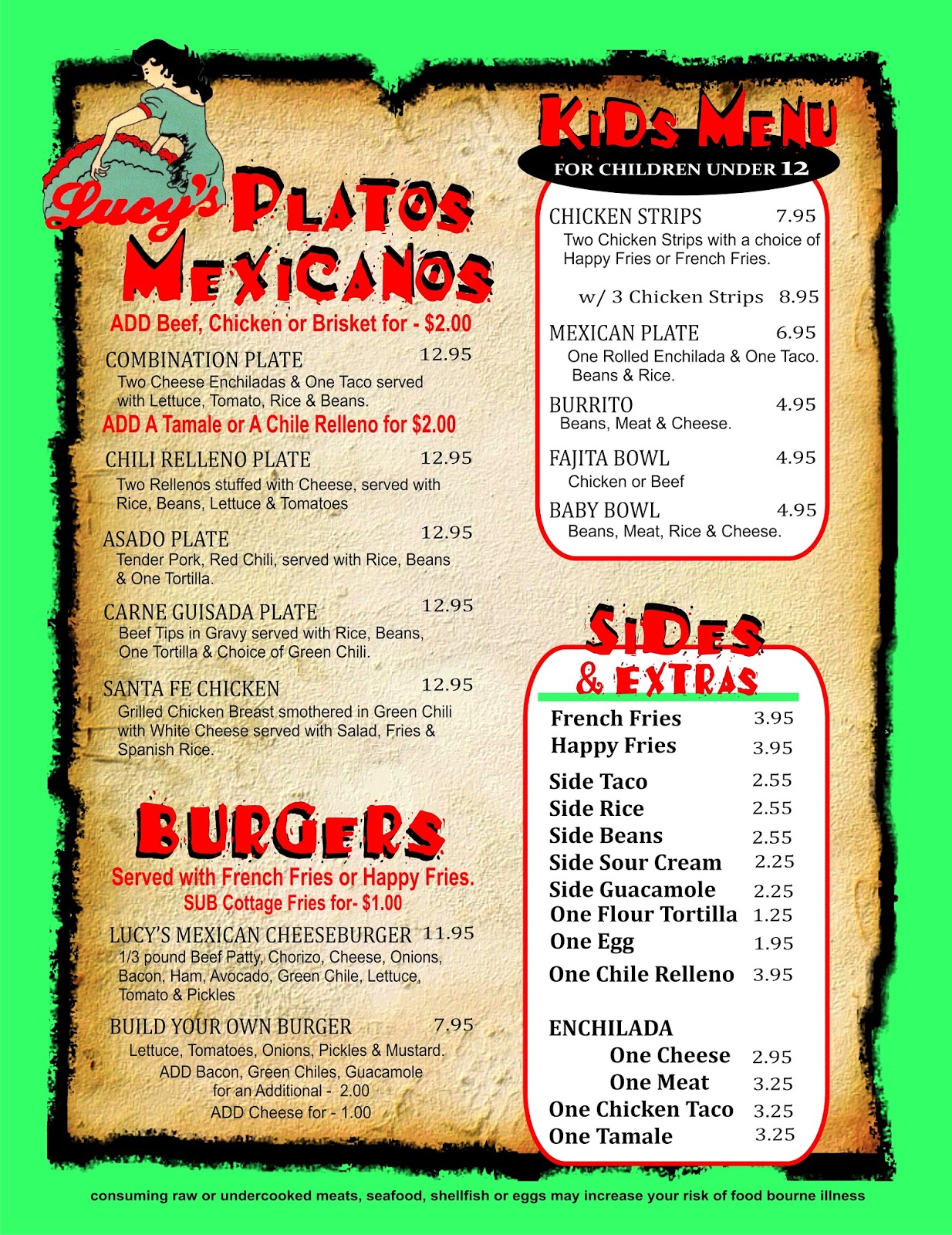 Lucy's Mexicali Restaurant Lucy's Mexicali Restaurant Menu