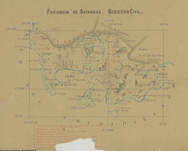 Spanish era map of Batangas.  Image source:  National Library of the Philippines.