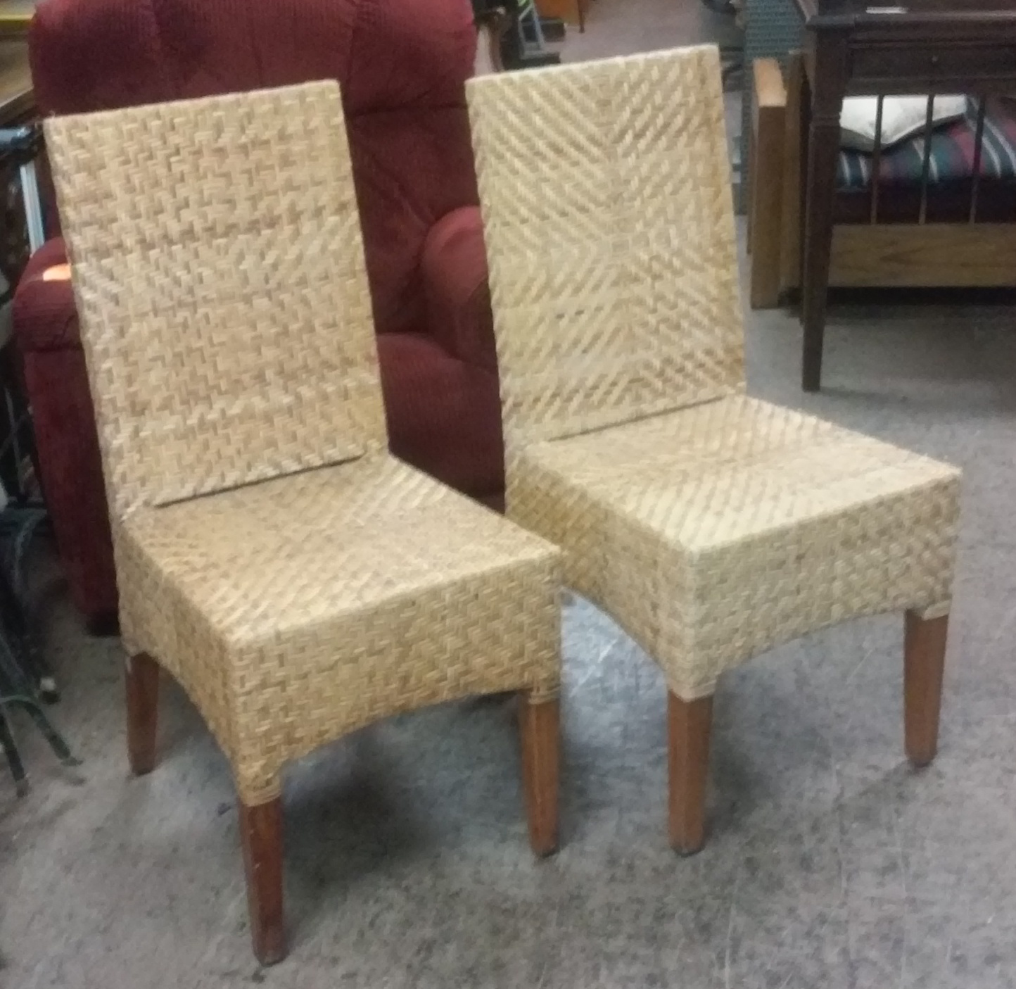 UHURU FURNITURE & COLLECTIBLES: SOLD Wicker Parsons Dining Chairs - $25