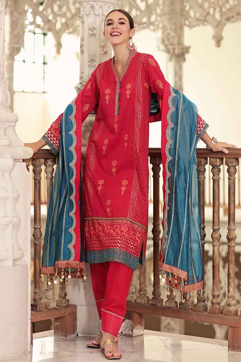 Gul Ahmed Eid Collection 2019 Red FE215 SKU WFBEID19203501
