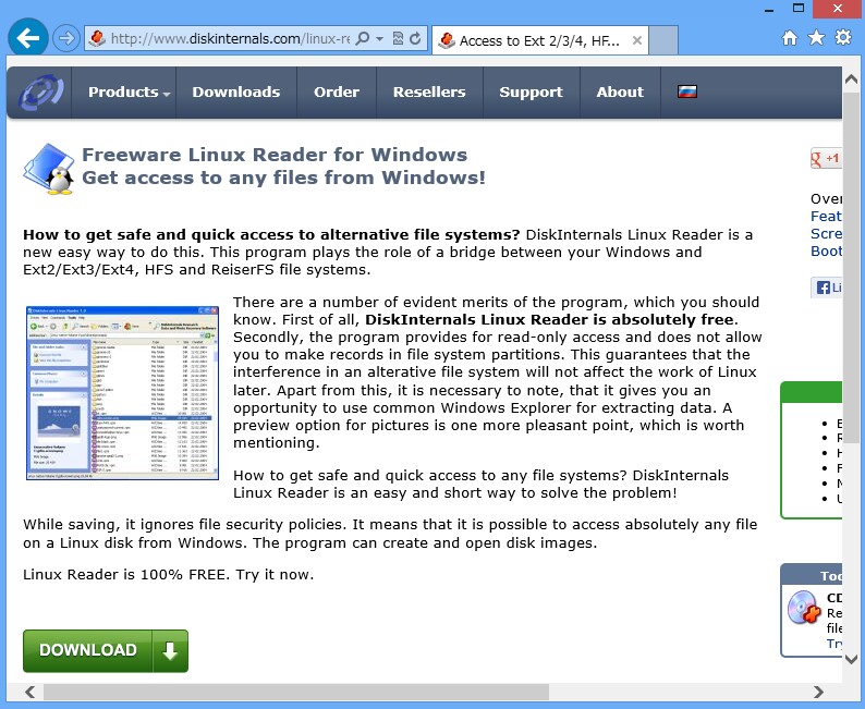 free instals DiskInternals Linux Reader 4.18.0.0