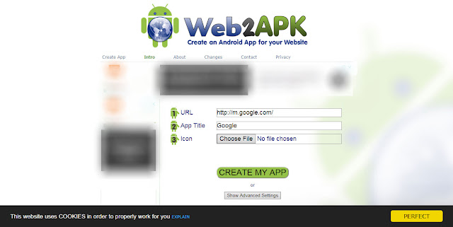 Create free android application your website