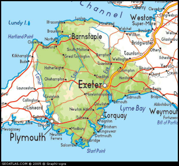 Devon Political Regional Map 