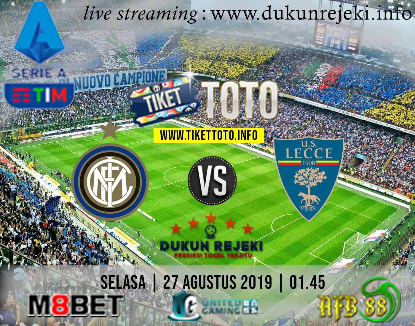 Prediksi Pertandingan Inter Vs Lecce 27 Agustus 2019 – dukunrejeki.info