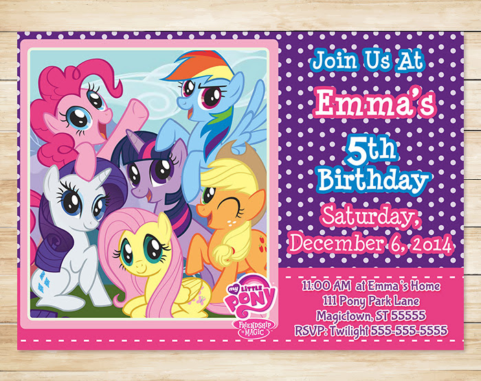 my little pony invitation printable and personalized purple free