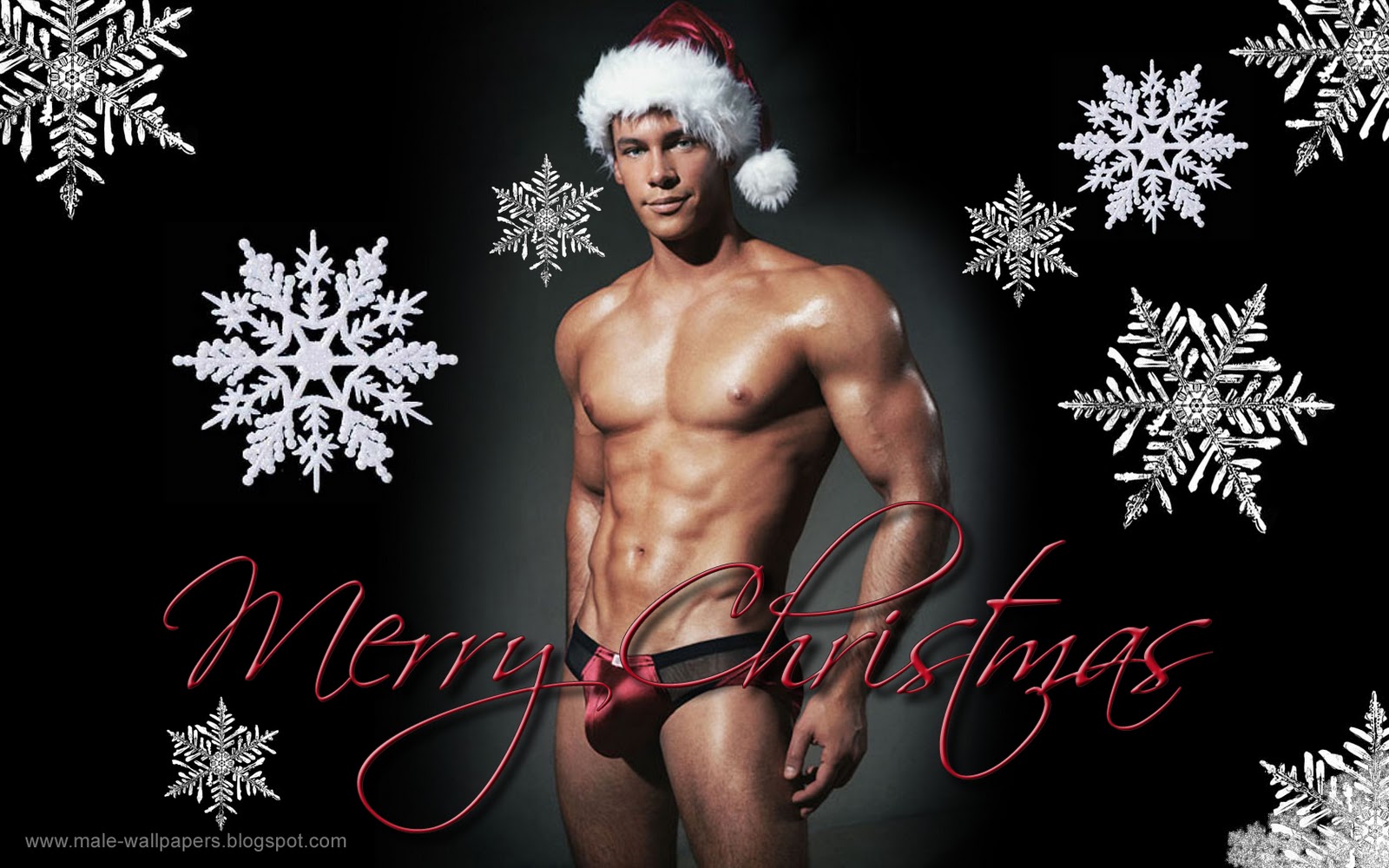 Sexy Male Wallpaper's: Merry Christmas Hunk PC Background.