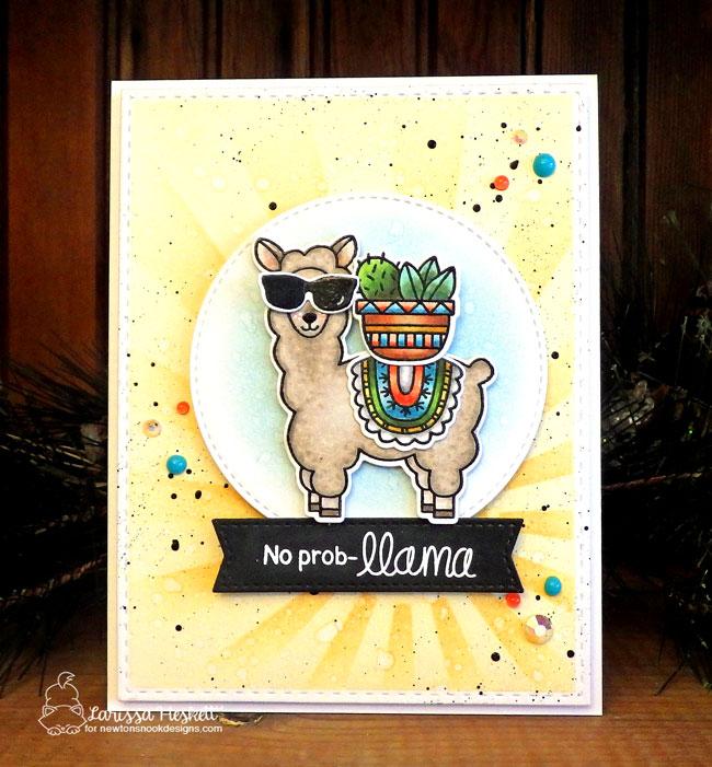 Llama Card by Larissa Heskett | Loveable Llamas Stamp Set and Sunscape Stencil by Newton's Nook Designs #newtonsnook #handmade #llama