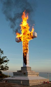 Burning cross in Strunjan, Slovenia