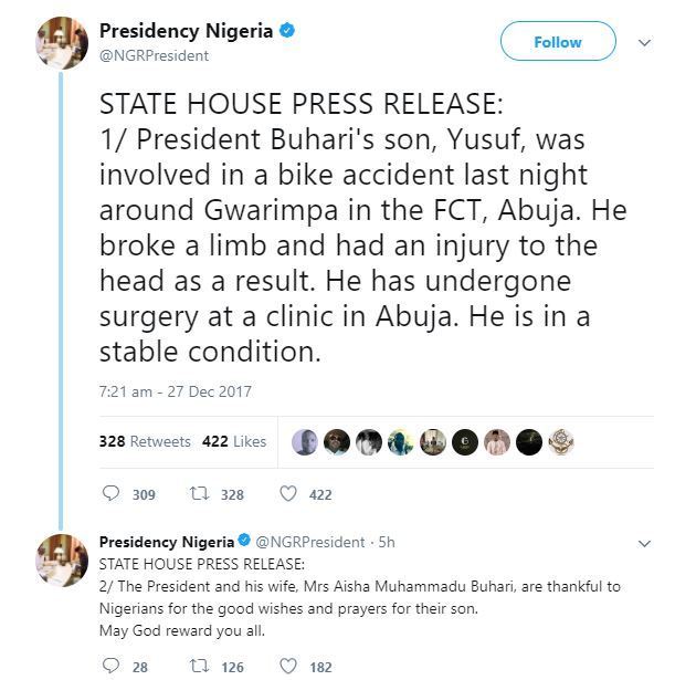 Buhari’s Son Flown To Germany Over Head Injury 2