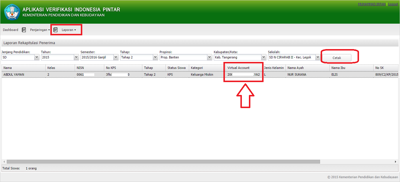 CARA CEK VIRTUAL ACCOUNT SISWA PENERIMA PIP VIA APLIKASI