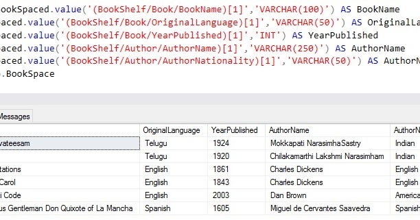 SQL Server: SQLServer : Reading flat data stored in XML column