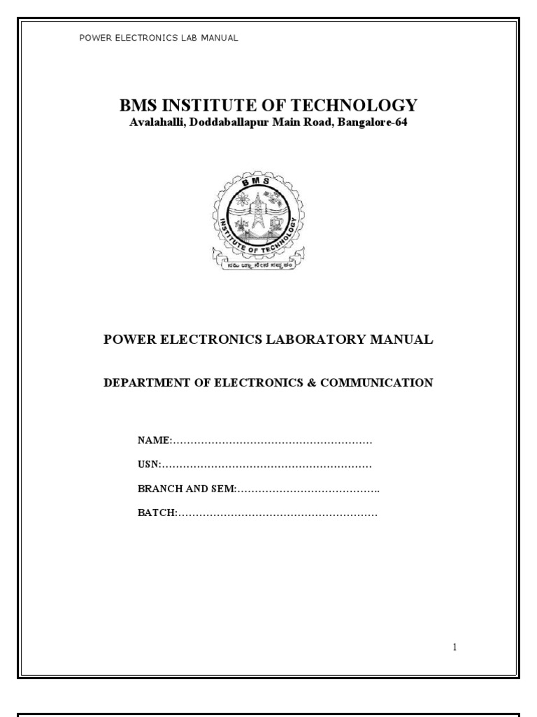 Power Electronic Lab Manual