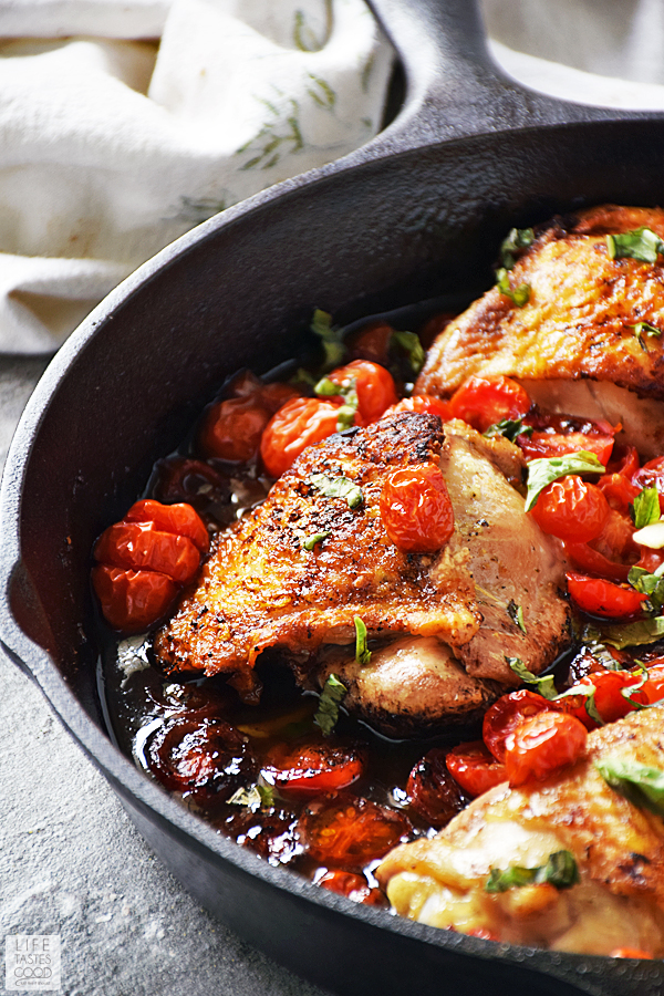 Easy Balsamic Chicken Thighs with Tomatoes