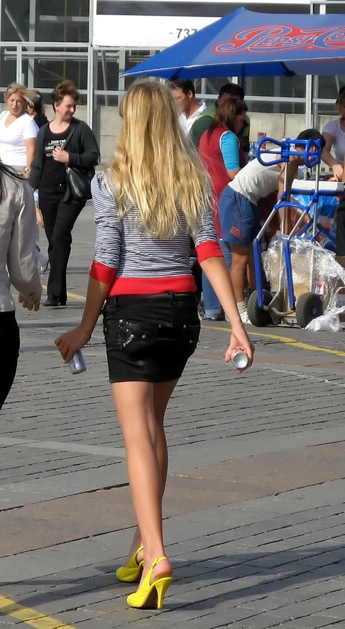 Girl wearing mini-skirt