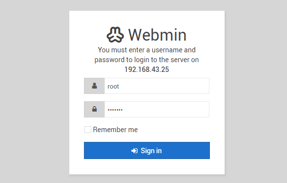 webmin default login