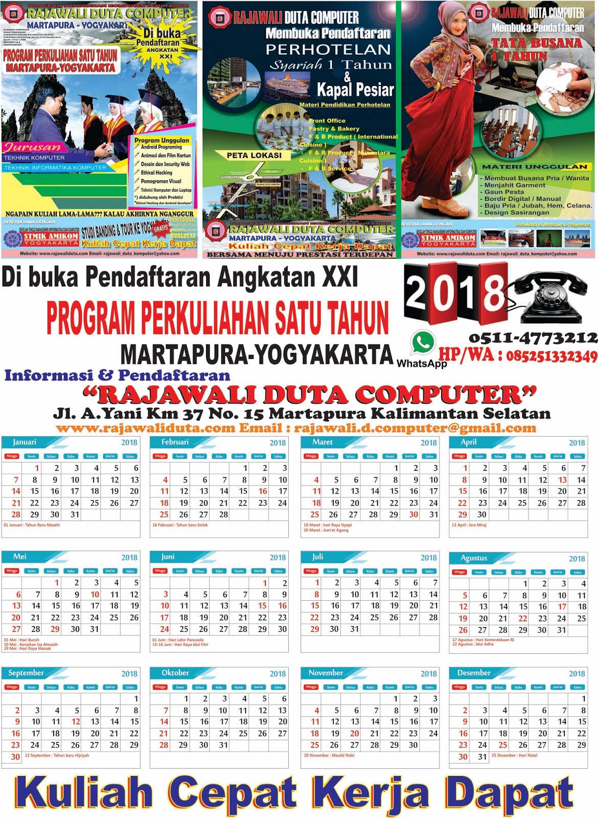 KALENDER 2018 ~ RAJAWALI DUTA COMPUTER