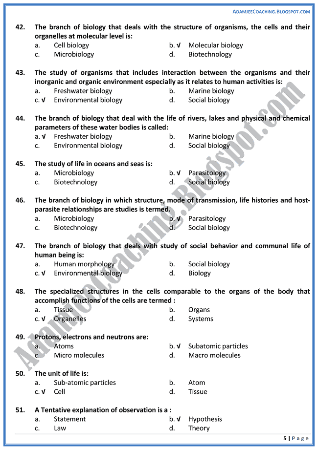 Adamjee Coaching MCAT Biology [Biology and Its Major Fields of
