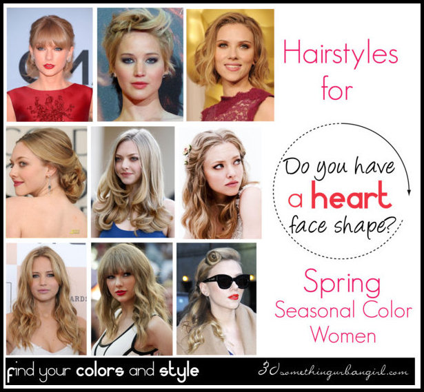 The best hairstyles for Spring seasonal color women with heart face shape 