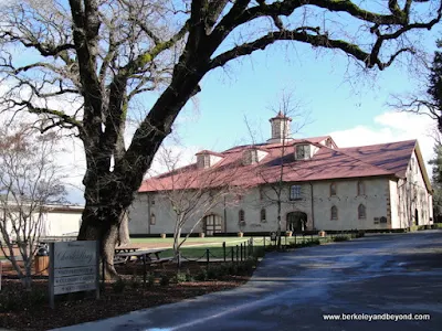 exterior of tasting room at Charles Krug Winery in St. Helena, California