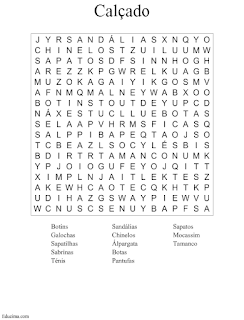 sopa de letras calçado
