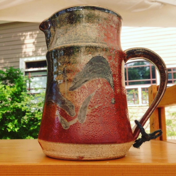 Ceramic pitcher with Shino glaze by Future Relics Gallery