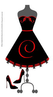 Abecedario Rojo sobre Vestido Negro. Red Alphabet in Black Dress.