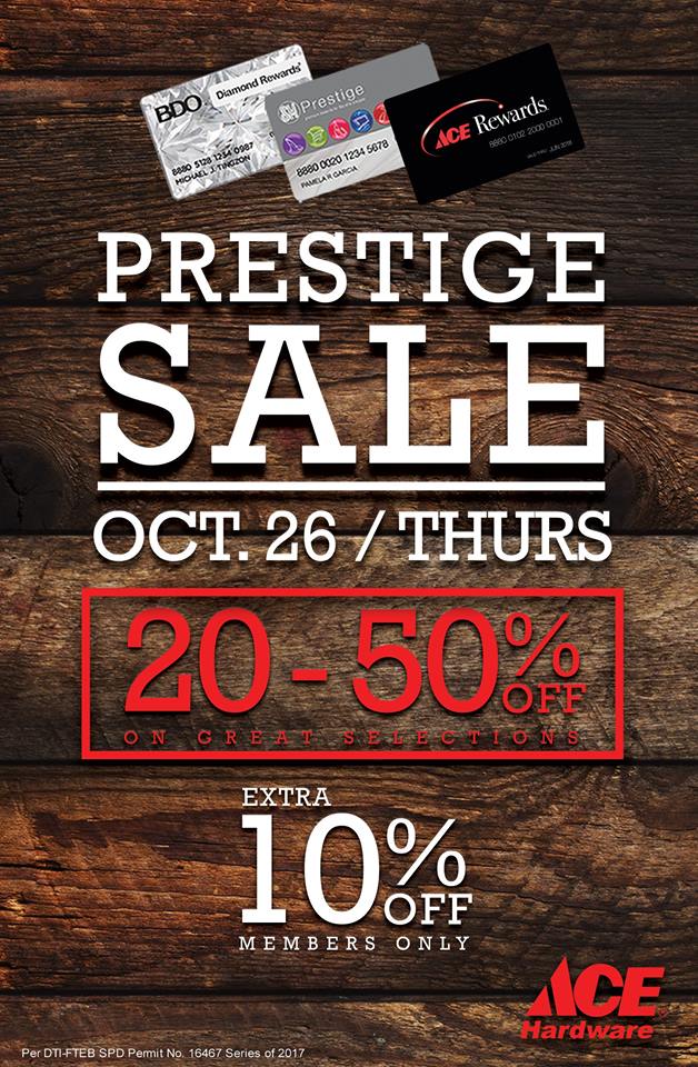 Manila Shopper: Ace Hardware x SM Prestige One-Day SALE: Oct 26 2017