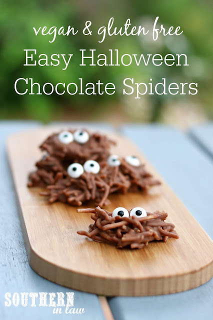 Easy Gluten Free Halloween Chocolate Spiders Recipe - Quick and Easy Halloween Dessert Ideas, gluten free treats, peanut butter, 