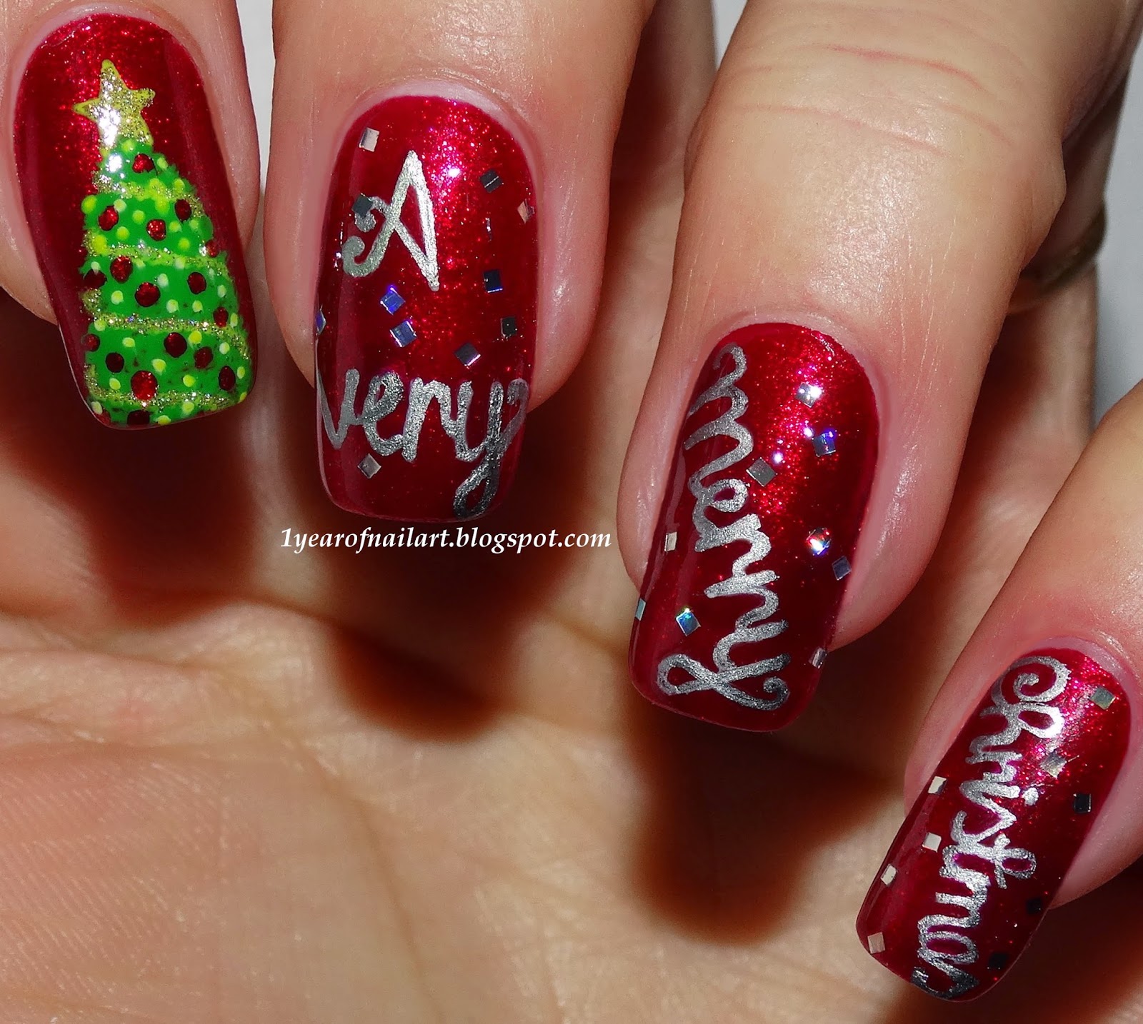365+ days of nail art And a Very Merry Christmas Tree