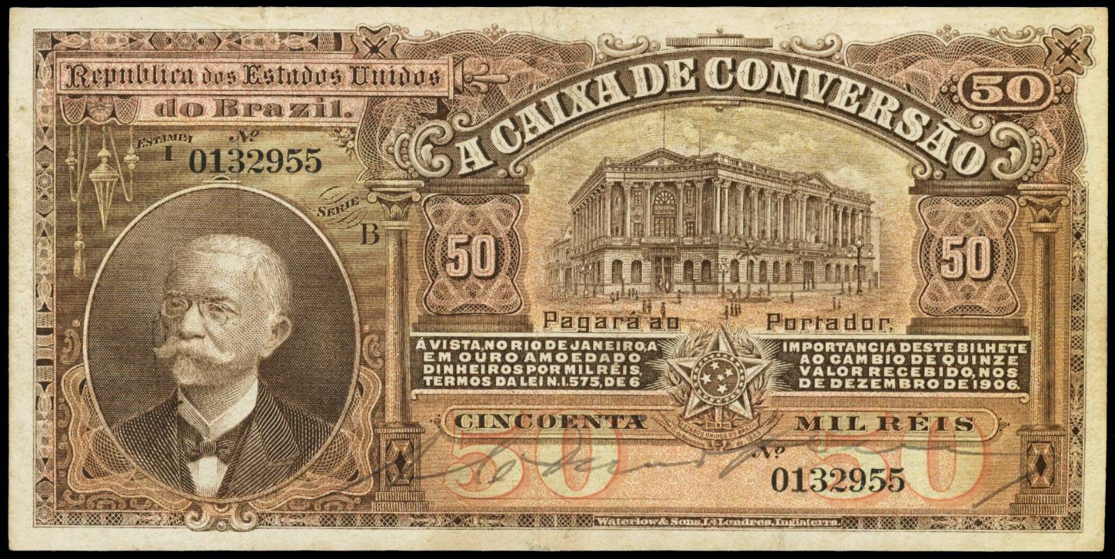 Brazil banknotes 50 Mil Reis Caixa de Conversao