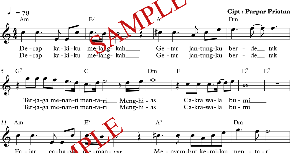 Contoh Hasil Pesanan Penulisan Lagu Kemilau Mentari Bumi