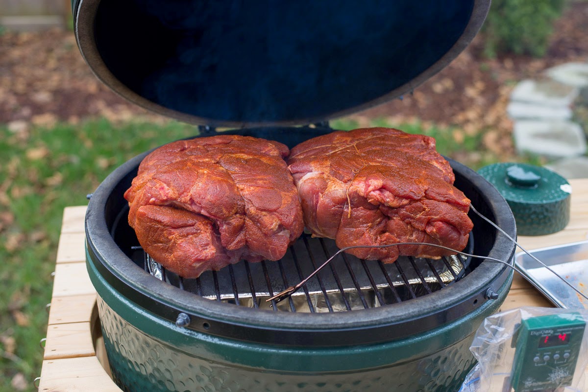 Papa Luc and his BGE Cajun Style Pulled Pork