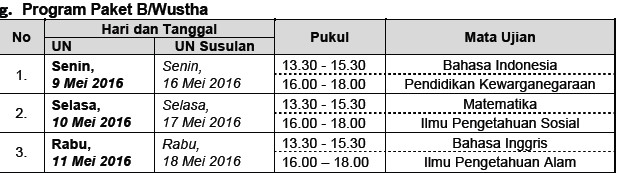 Jadwal UN Jadwal UN