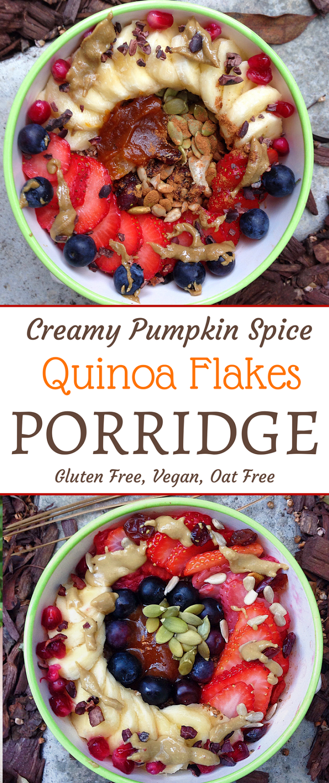 Creamy Pumpkin Spice Quinoa Flakes Porridge (Gluten Free, Vegan)