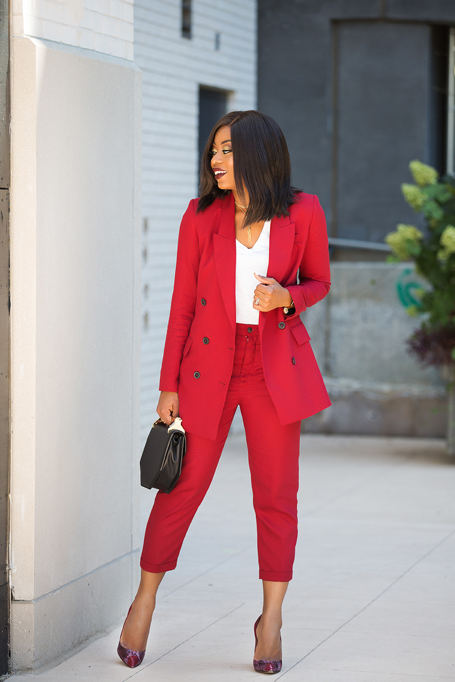 fall work style, red suit, www.jadore-fashion.com
