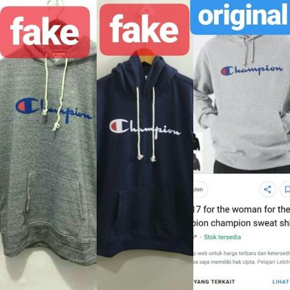fake vs real champion hoodie