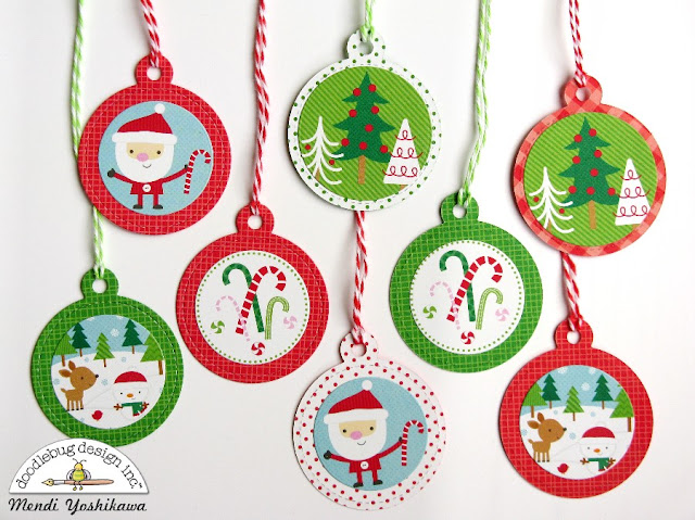 Doodlebug Design: Here Comes Santa Claus Christmas Holiday Gift Tags by Mendi Yoshikawa